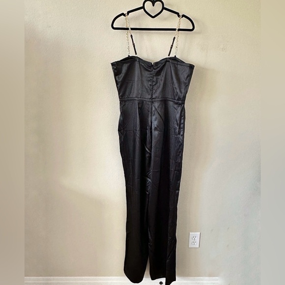 Guess Black Gold Satin Bustier Jumpsuit NWT Size L - Picture 5 of 10